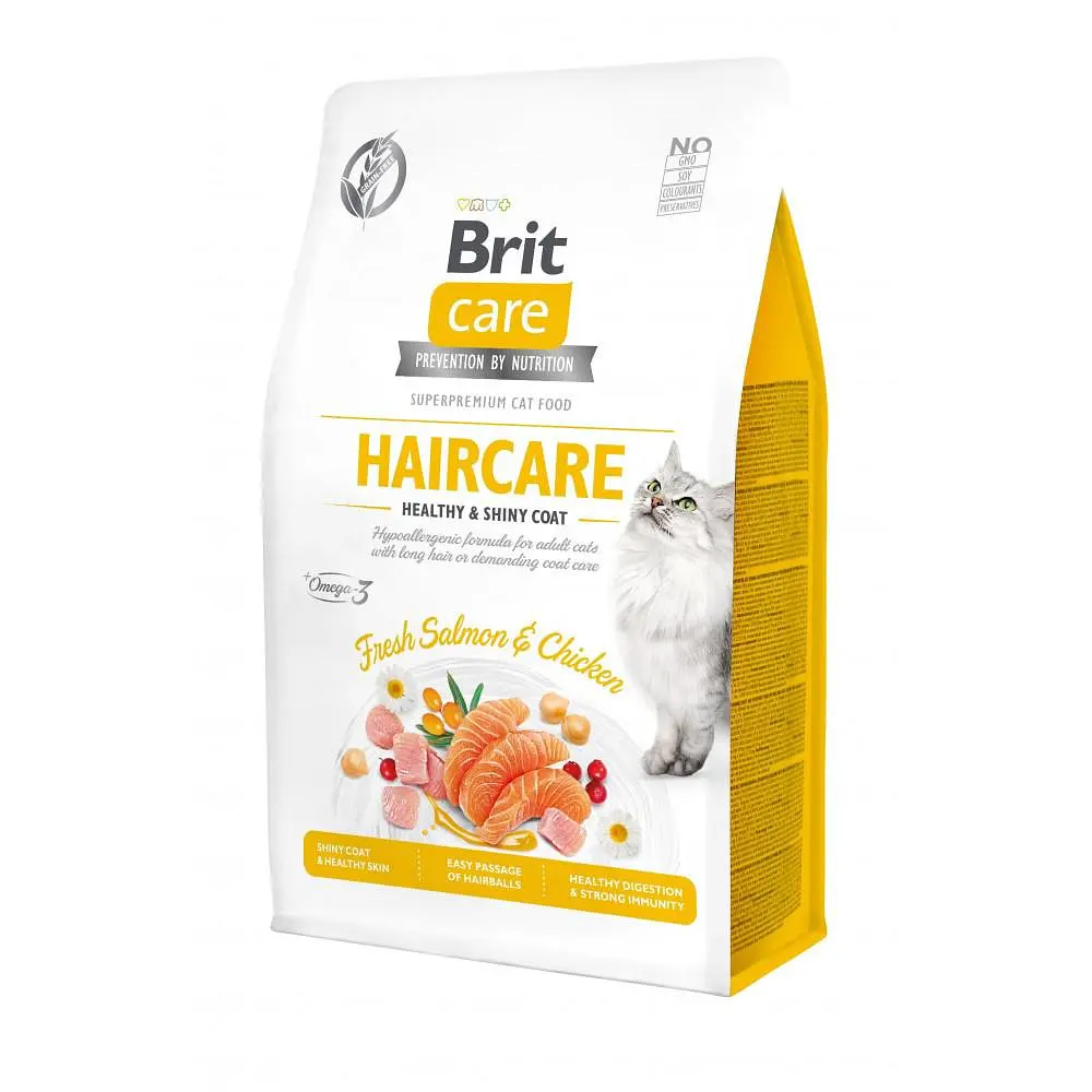 Сухий корм Brit Care Cat GF Haircare Healthy & Shiny Coat для котів, догляд за шкірою та шерстю, лосось і курка 400 г (арт.171307)