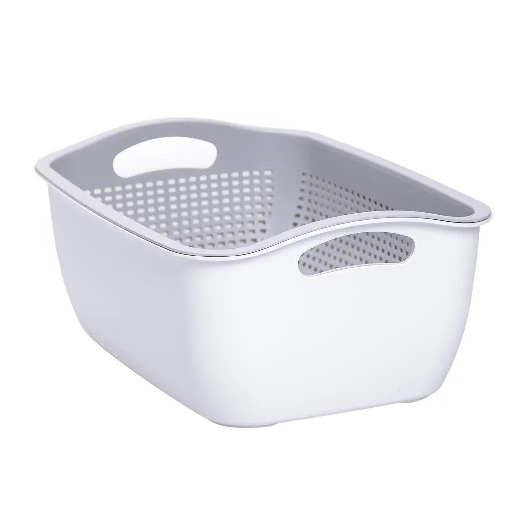 Корзина для мытья овощей и фруктов Yiwu пластиковая 32х23х13 белая HP-45-5W - фото 4