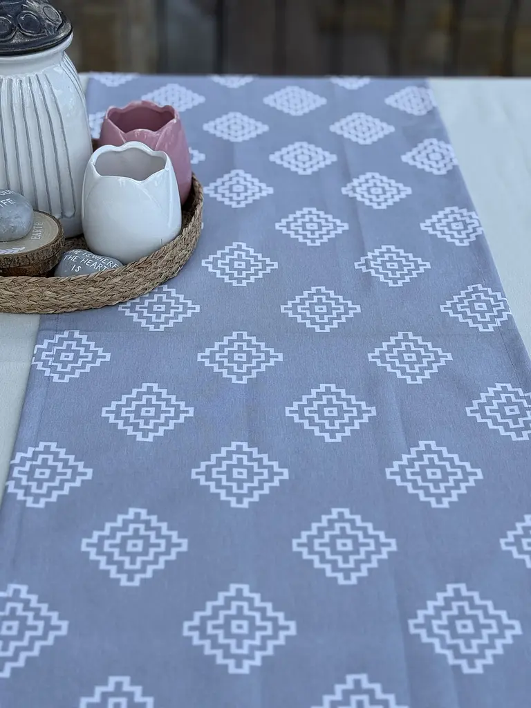 Ранер доріжка Ecotton DUCK 45x170 см для обіднього столу водовідштовхувальна сірого кольору геометрія (25147) - фото 4