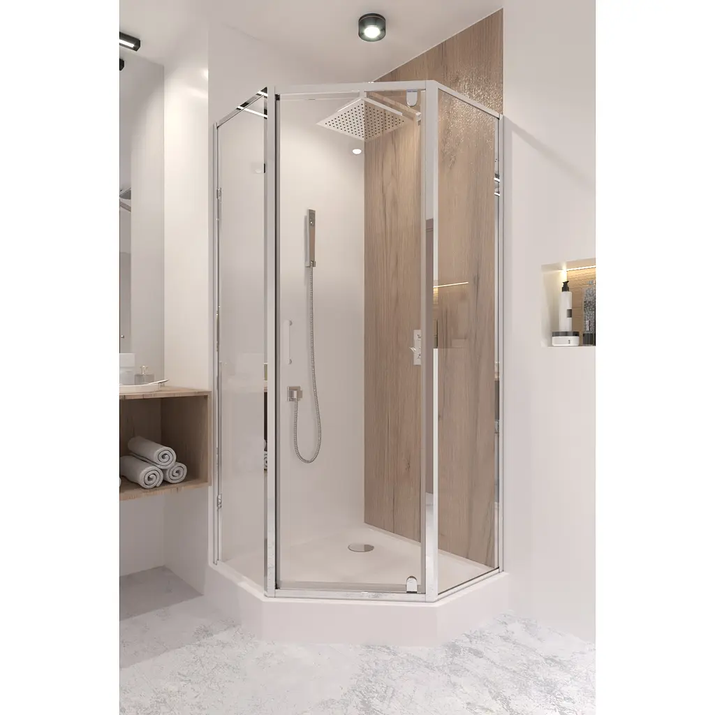Душова кабіна Qtap Leo CRM10995-AC6 90x90 см, скло Clear, CalcLess, 6 мм без піддона, Хром, Універсальна, прозорий - фото 8
