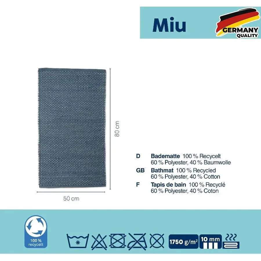 Килимок для ванної Kela Miu 80х50х1 см димчасто-синій (24729) - фото 2