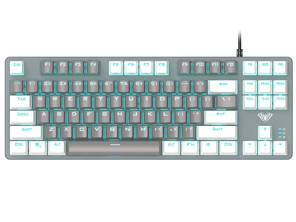 Клавиатура игровая механическая Aula Mechanical F-3287 White-Grey Keycap KRGD Blue - фото 2