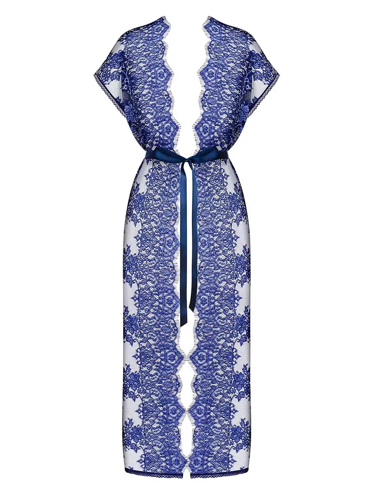 Пеньюар Obsessive Flowlace L/XL синій - фото 4