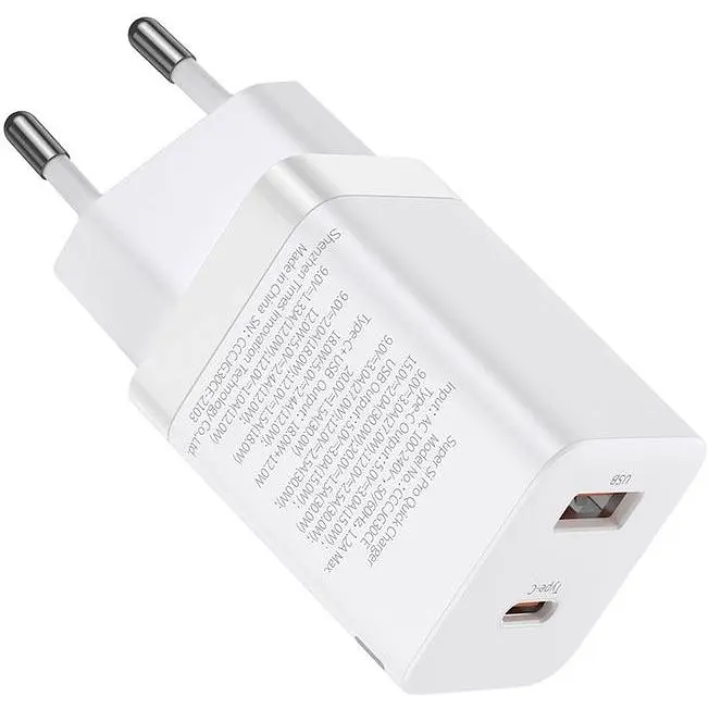 Зарядное устройство для Baseus Super Si Pro C+U 30W White (CCSUPP-E02) - фото 3