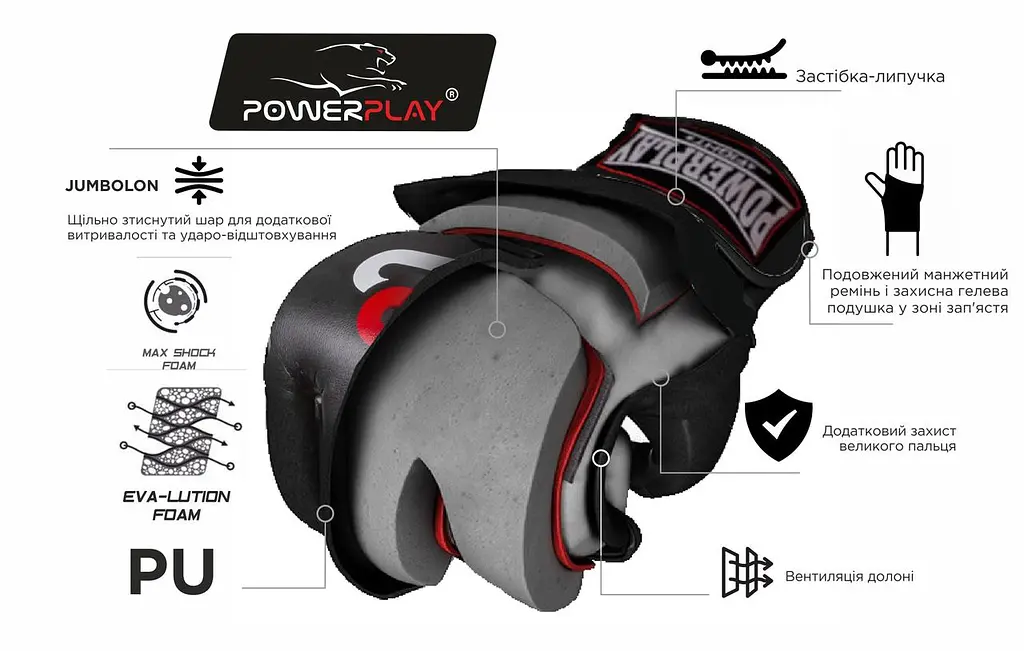 Перчатки для MMA PowerPlay L fit0007383 - фото 6
