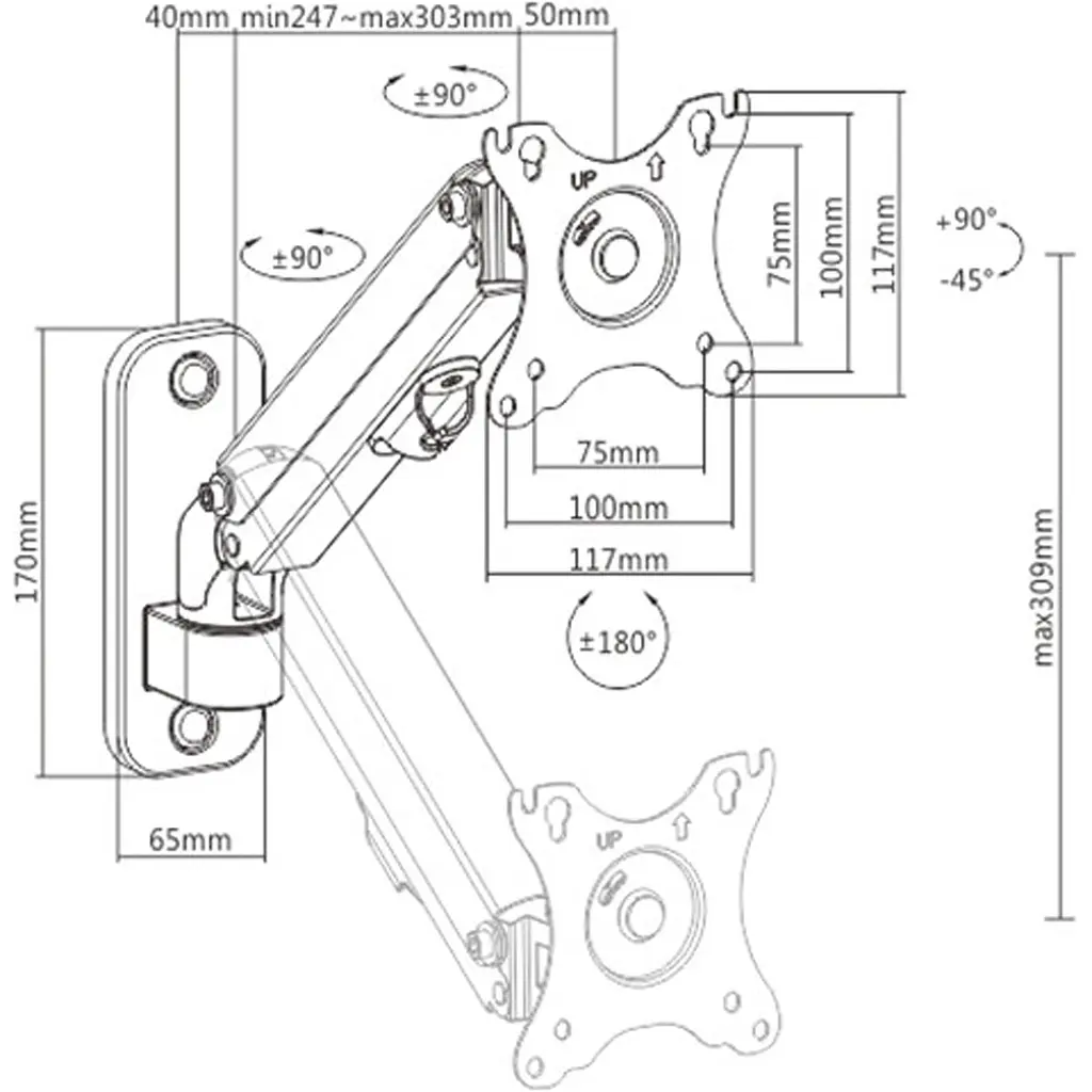Настенное крепление для монитора Gembird MA-WA1-01 17-27` Black [107987] - фото 9