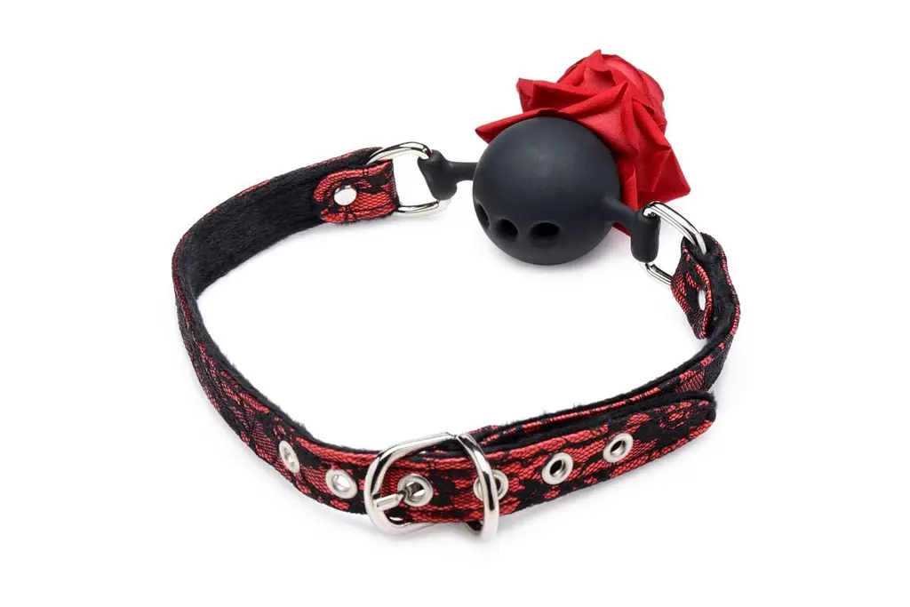 Кляп з кулькою Master Series Eye-Catching Ball Gag With Rose: Естетика БДСМ та романтичне домінування - фото 5