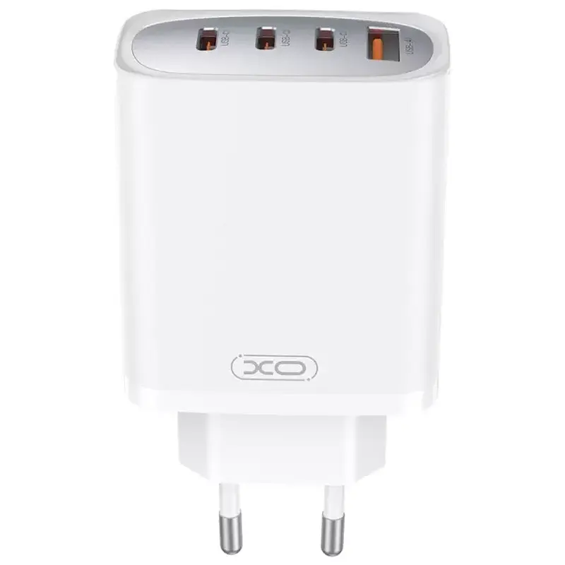 Зарядний пристрій XO CE23 quadruple GaN Nitride USB-A/3USB-C 65W White - фото 3