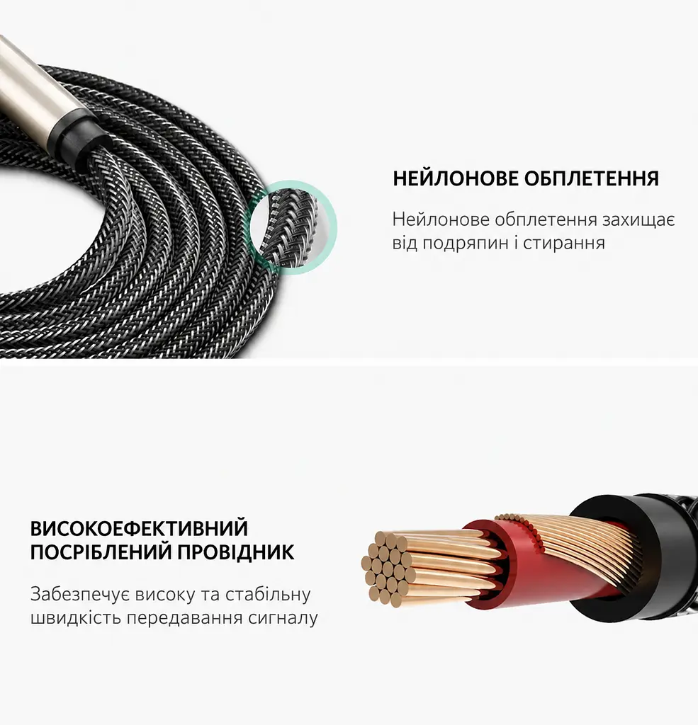Аудиокабель для музыкального оборудования UGREEN AV128 3 м Штекеры 6,35 мм с обоих концов Нейлоновая оплётка защищает кабель от царапин и истирания Внутреннее экранирование кабеля Позолоченные штекеры Серый (10639) - фото 13