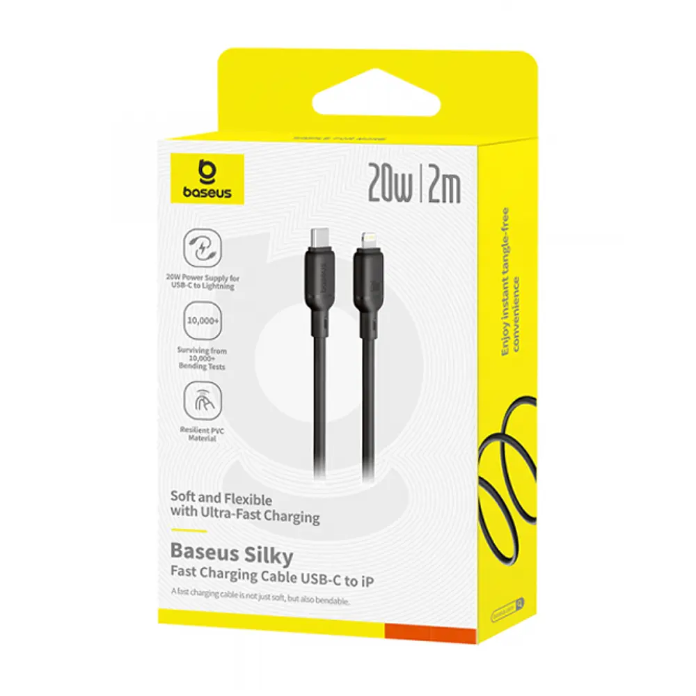 Кабель Baseus Silky Series Fast Charging Cable Type-C to iP 20W 2m Cluster Black - фото 2