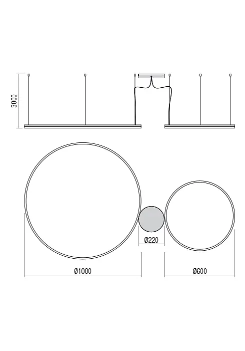 Подвесной светильник Redo ORBIT SU LED 108W 4000K D1000+600 SAND WHITE (4.1.2)-TRIAC 01-1922-TRIAC - фото 2
