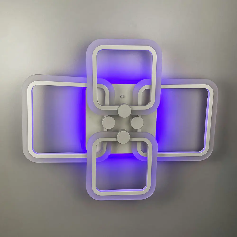 Белая LED люстра на 2+2 рожка квадратной формы | Ст. A 2503/2+2 WT | Line F - фото 7