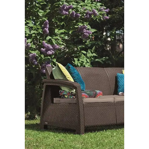 Софа садова пластикова Allibert Corfu love seat max коричнева - фото 3