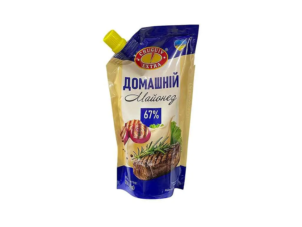 Майонез ЧУГУЄВ ПРОДУКТ Домашній 300г 67% дой-пак зі штуцером