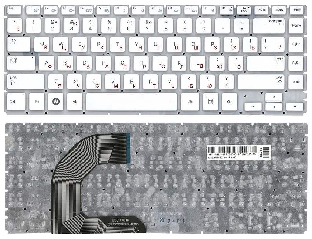 Клавіатура для ноутбука Samsung (Q470) White, (No Frame) - фото 3