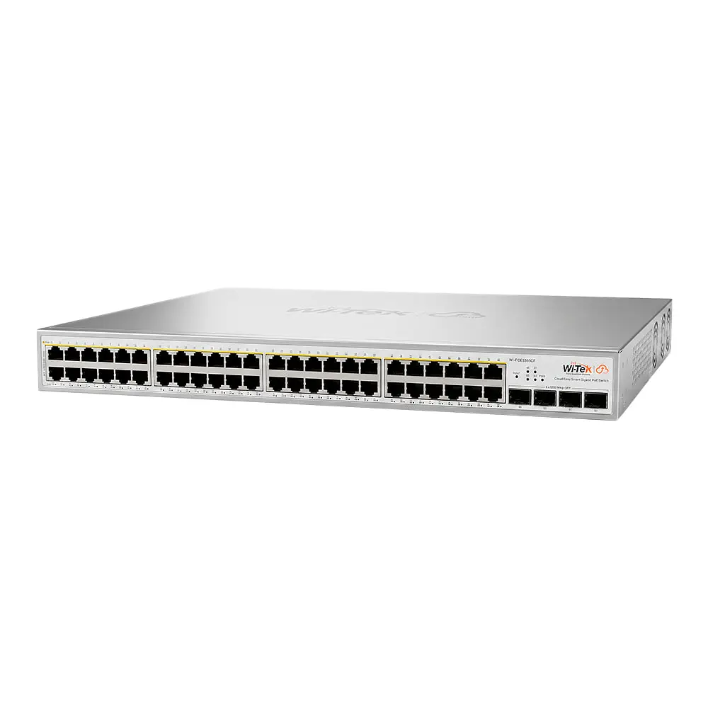 PoE-комутатор 52-портовий керований Wi-Tek WI-PCES352GF гігабітний 48x1000Mbps PoE+, 4xSFP, 370W, Cloud, ONVIF (73-00256)