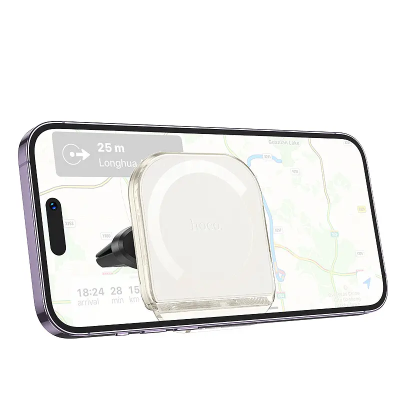 Автотримач Hoco H42 Crystal ring magnetic (air outlet) White - фото 2
