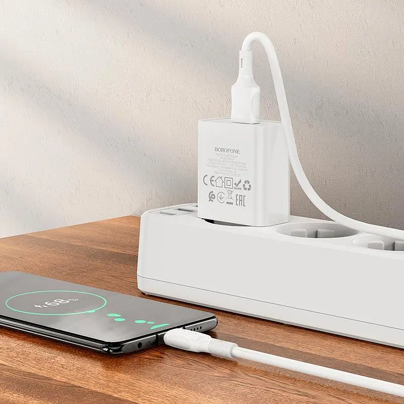 Сетевой адаптер Borofone Micro USB Cable Aspirer BA74A и кабель комплект белый - фото 9