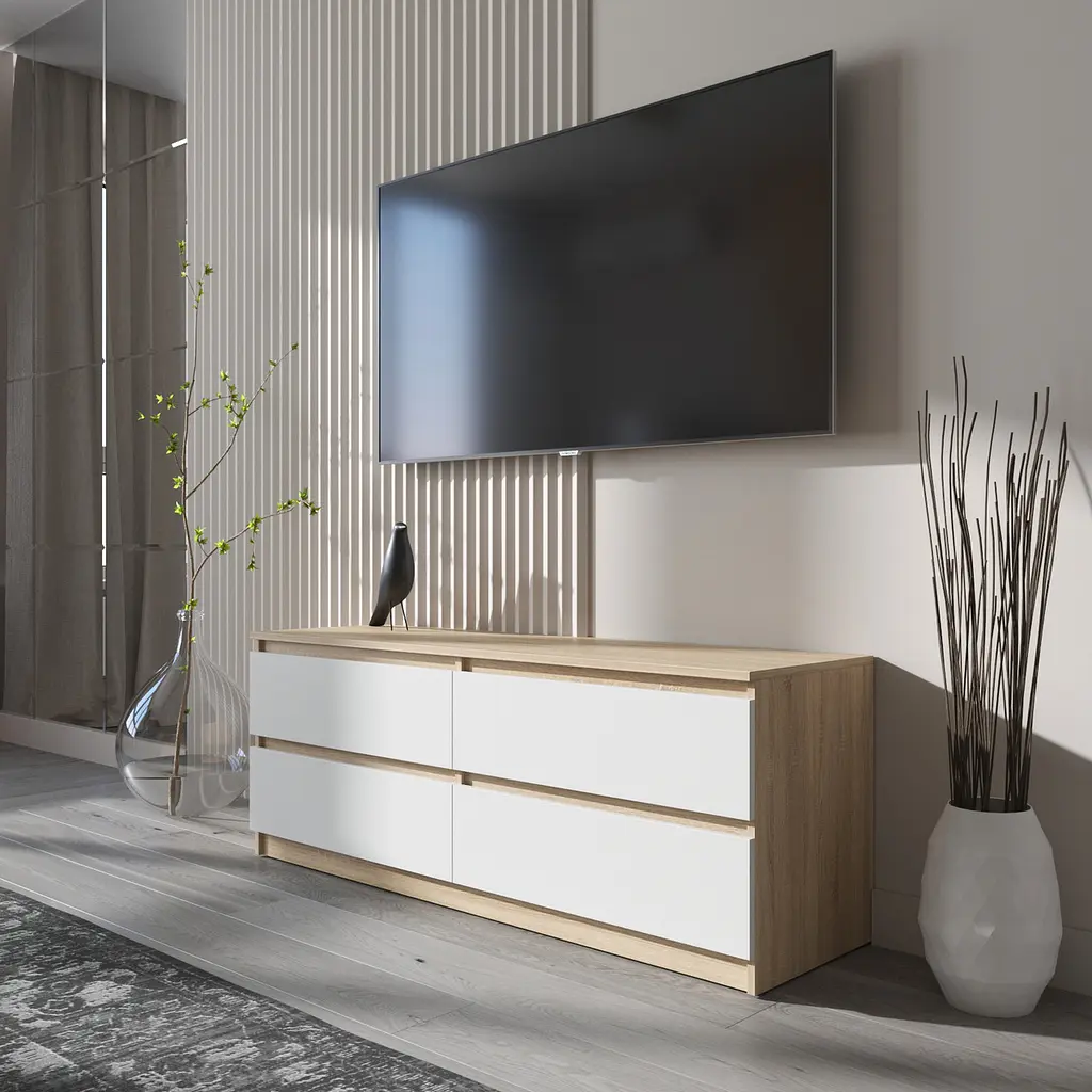 Тумба под телевизор Vays R-6, 4 ящика без ручек, ЛДСП, 140×40×53 см - фото 8