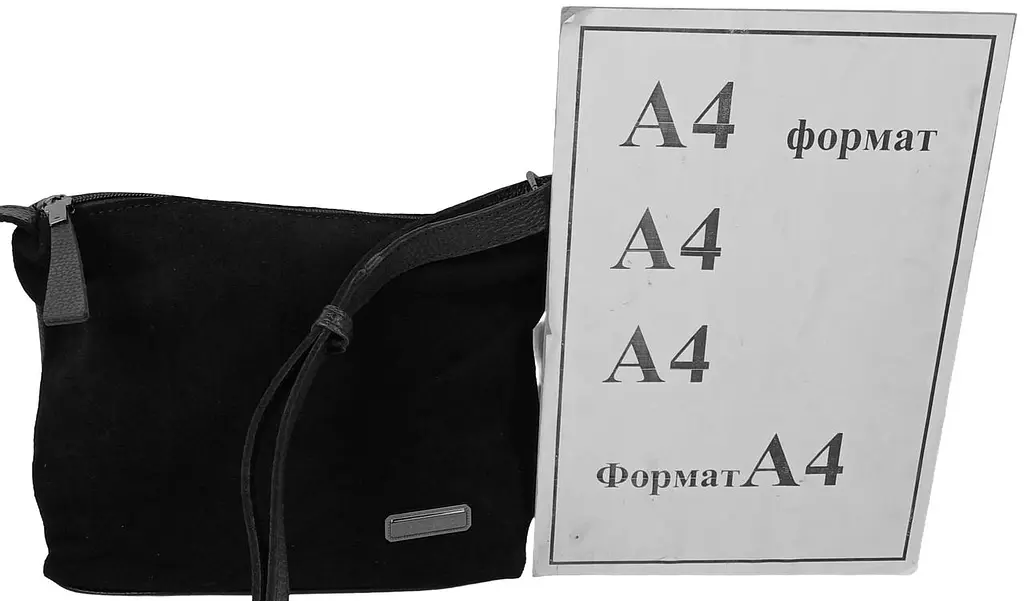 Сумка жіноча Borsacomoda чорна, з натуральної шкіри та замші, наплечна - фото 10