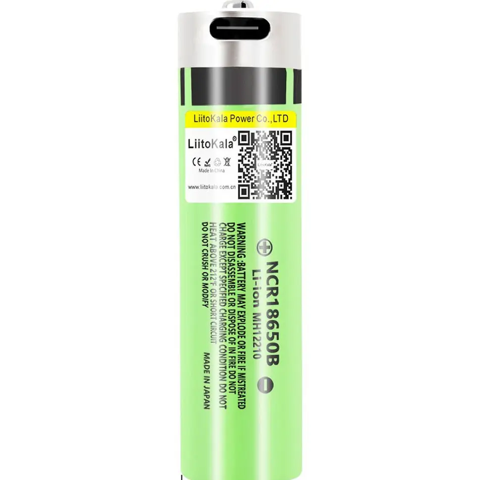 Акумулятор 18650 3400mah із захистом та вбудований зарядний пристрій через USB кабель TYPE-C вхід LiitoKala Lii-USB-34B