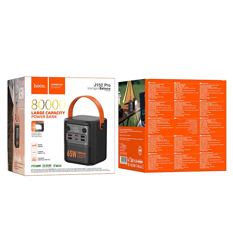 Портативний ЗП Power Bank Hoco J152 Pro Tough PD65W 80000 mAh Black - фото 3
