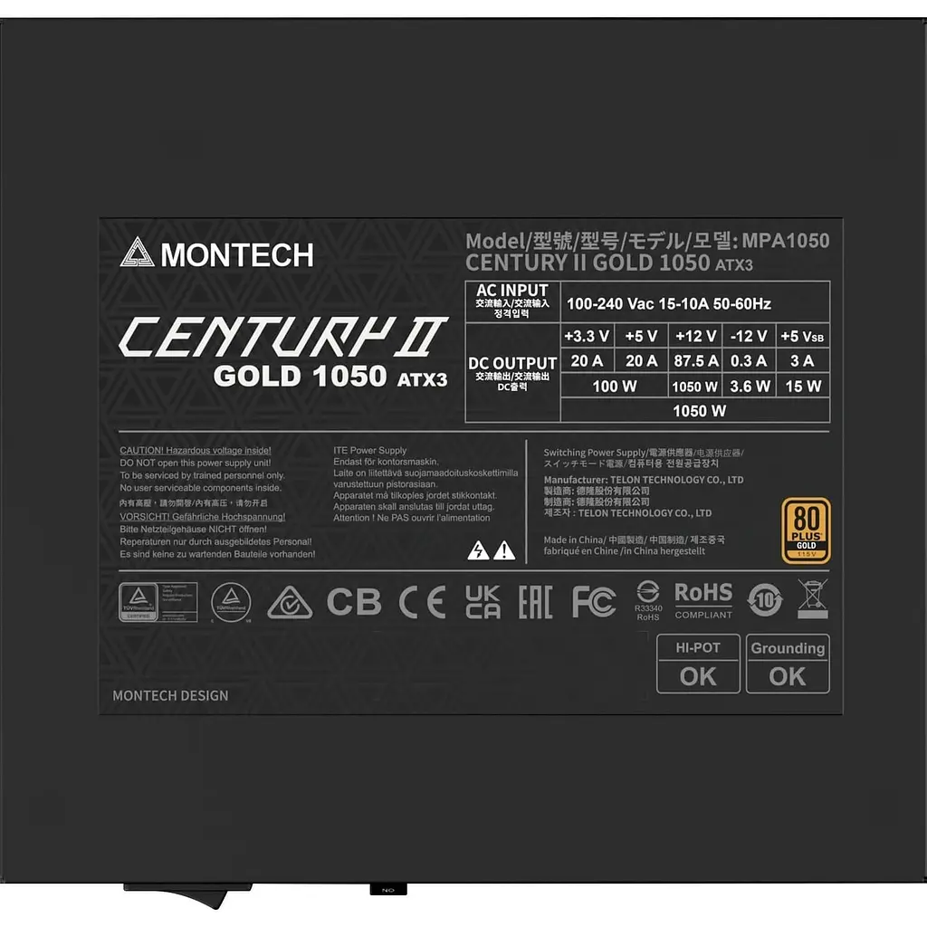 Блок живлення MONTECH CENTURY II 1050W ATX 3.1 80+ Gold (CENTURY II 1050) - фото 5