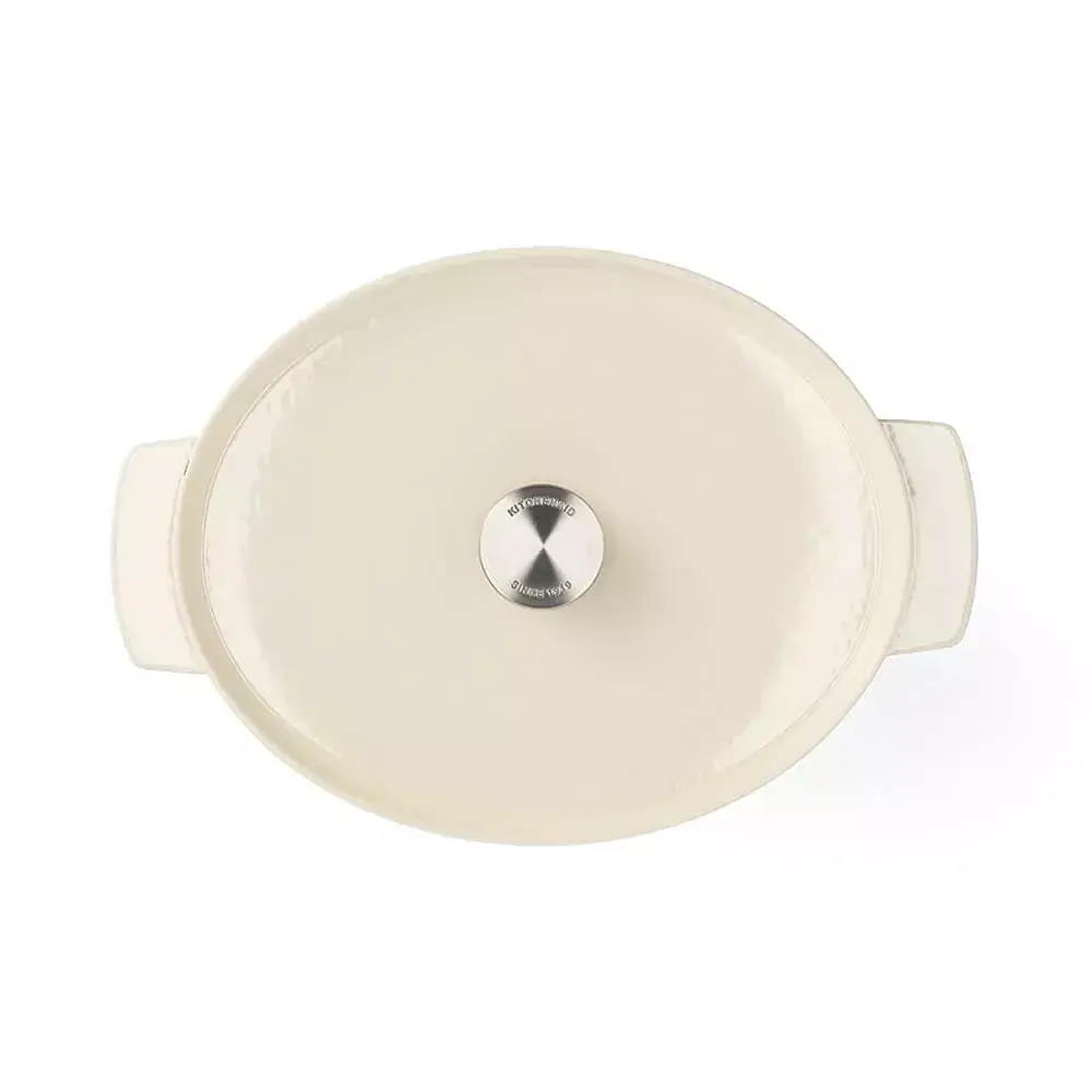 Гусятниця чавунна з кришкою KitchenAid 30 см 5,6 л колір мигдальний крем (CC006062-001) - фото 4