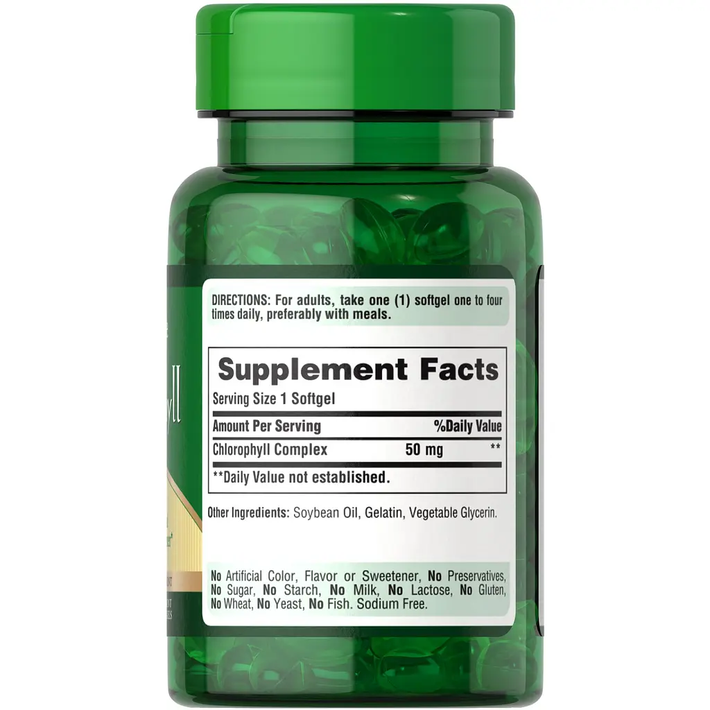 Концентрат хлорофілу Puritan's Pride Chlorophyll Concentrate 50 мг 100 гелевих капсул - фото 2
