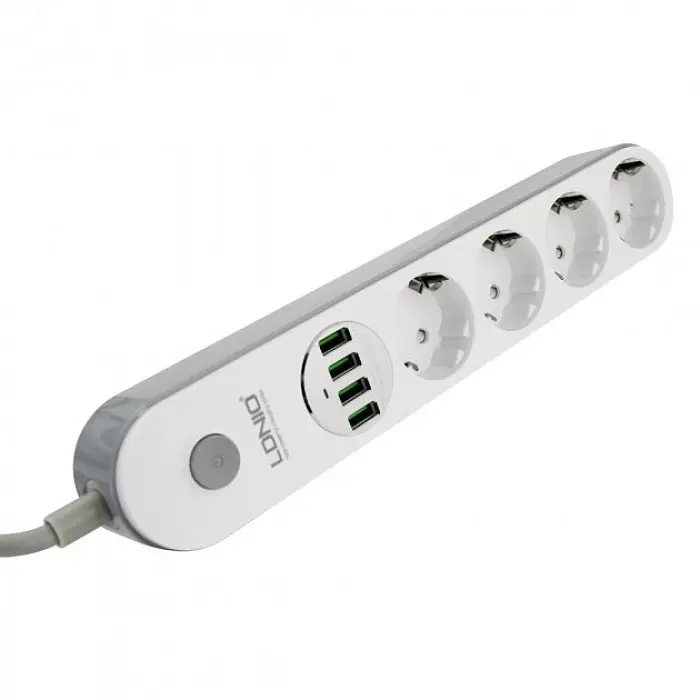 Сетевой удлинитель LDNIO SE4432 на 4 розетки 4 USB 2м Белый - фото 4