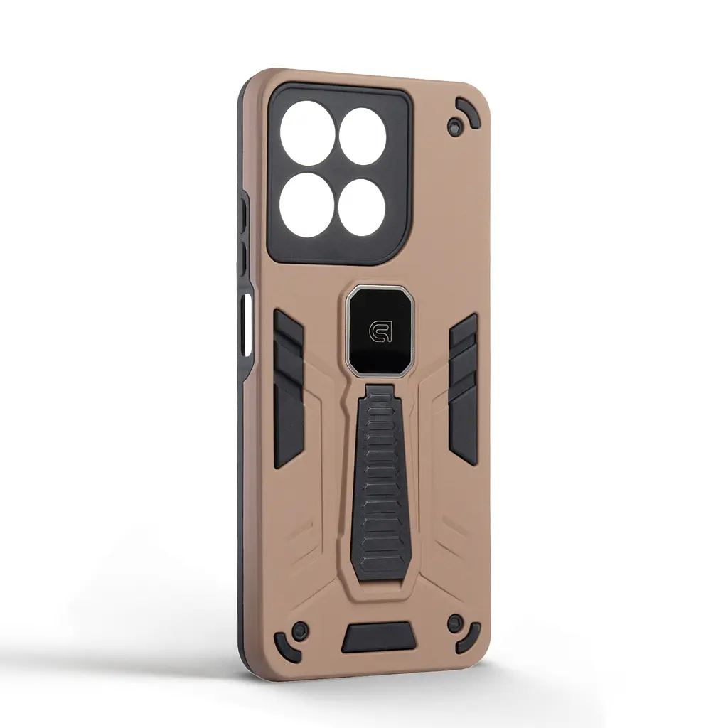 Чехол для Motorola G57 Power 5G, Proover, коричневый, с подставкой и магнитом, противоударный, ударопрочный, бронированный, панель-накладка, защита всего корпуса, термополиуретан (TPU) + поликарбонат (PC), ArmorStandart (ARM89738) - фото 2