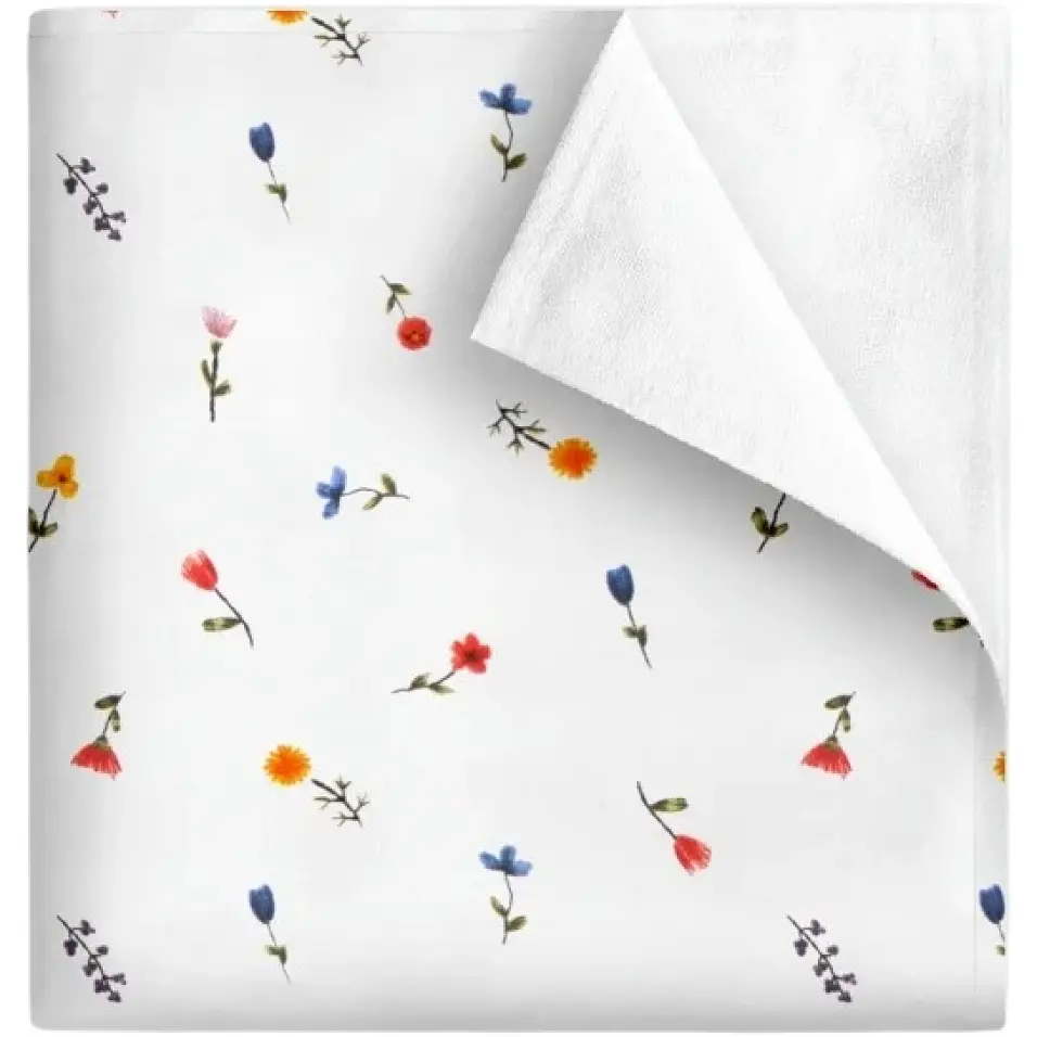 Багаторазова непромокаюча пелюшка Cosas Wild Flower 100х120 см біла (Diaper_WildFlowerDreamsRed_100x120)