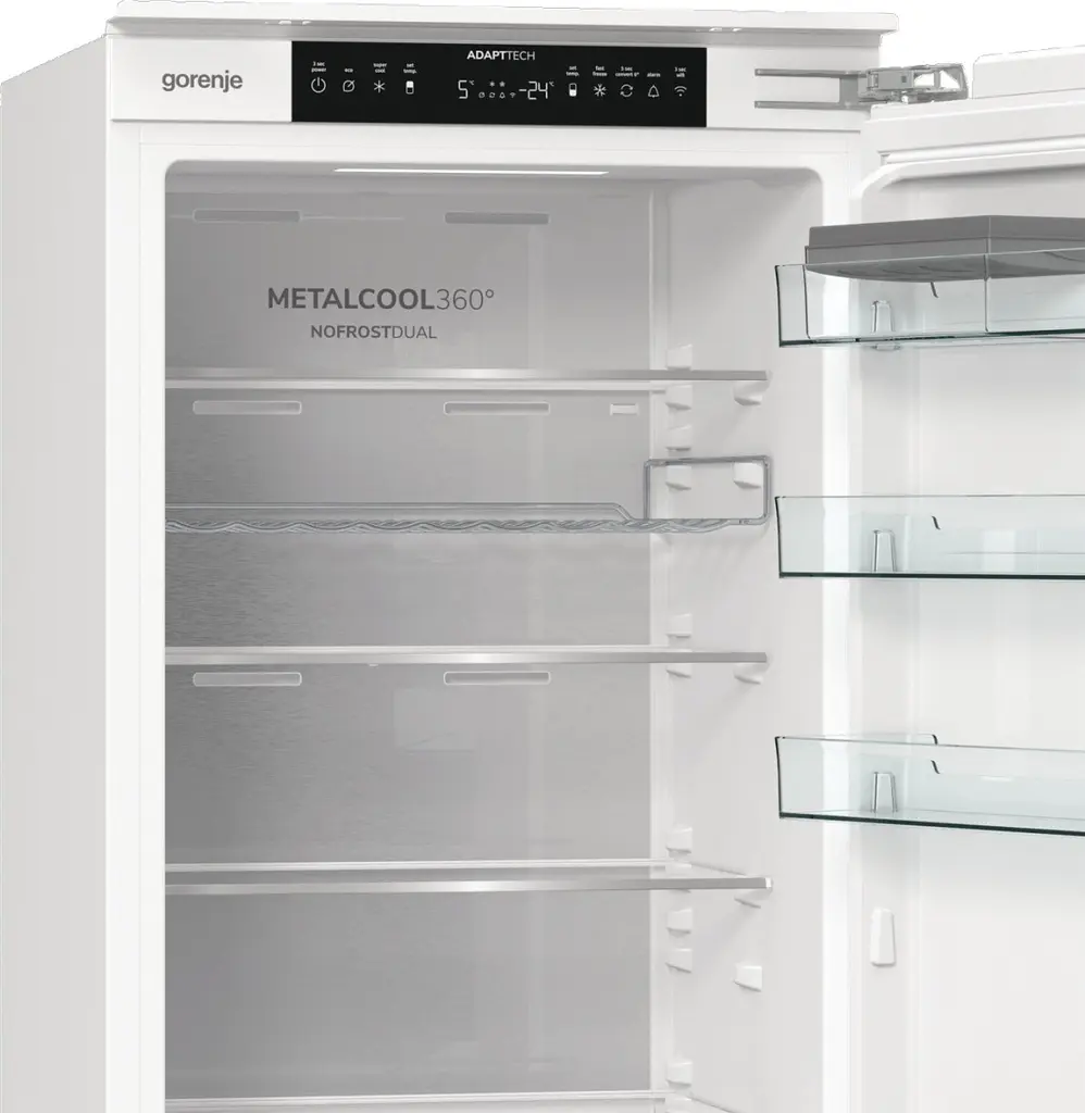Холодильник Gorenje вбудований з нижн. мороз., 193,7x69x55см, 2 двері,284(76)л, А+, NF+, Зона св-ті, Диспл, Wi-Fi, Білі - фото 9