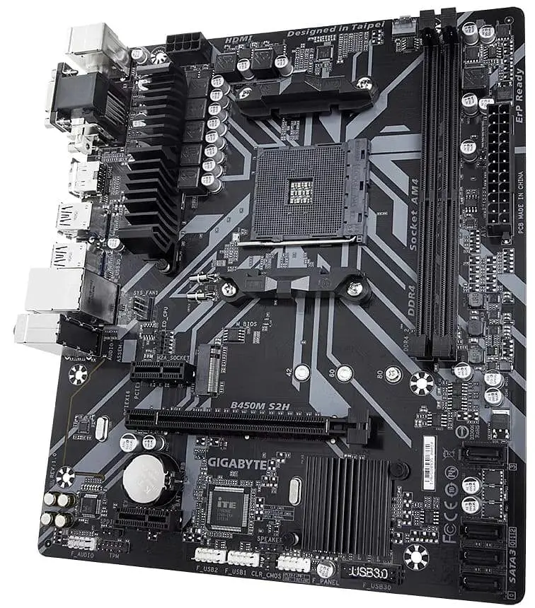 Материнська плата Gigabyte B450M S2H (B450M S2H) (Socket AM4, AMD B450, Micro-ATX) Б/в - фото 2