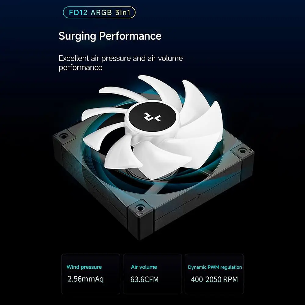 Комплект вентиляторів Deepcool FD12 ARGB 3 in 1 Black (R-FD12-BKAPN3-G) - фото 10
