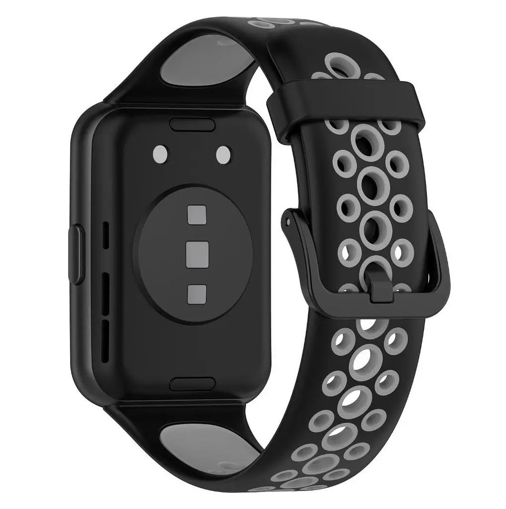 Силиконовый ремешок Primolux Perfor Classic для смарт-часов Huawei Watch Fit 2- Black Grey - фото 2