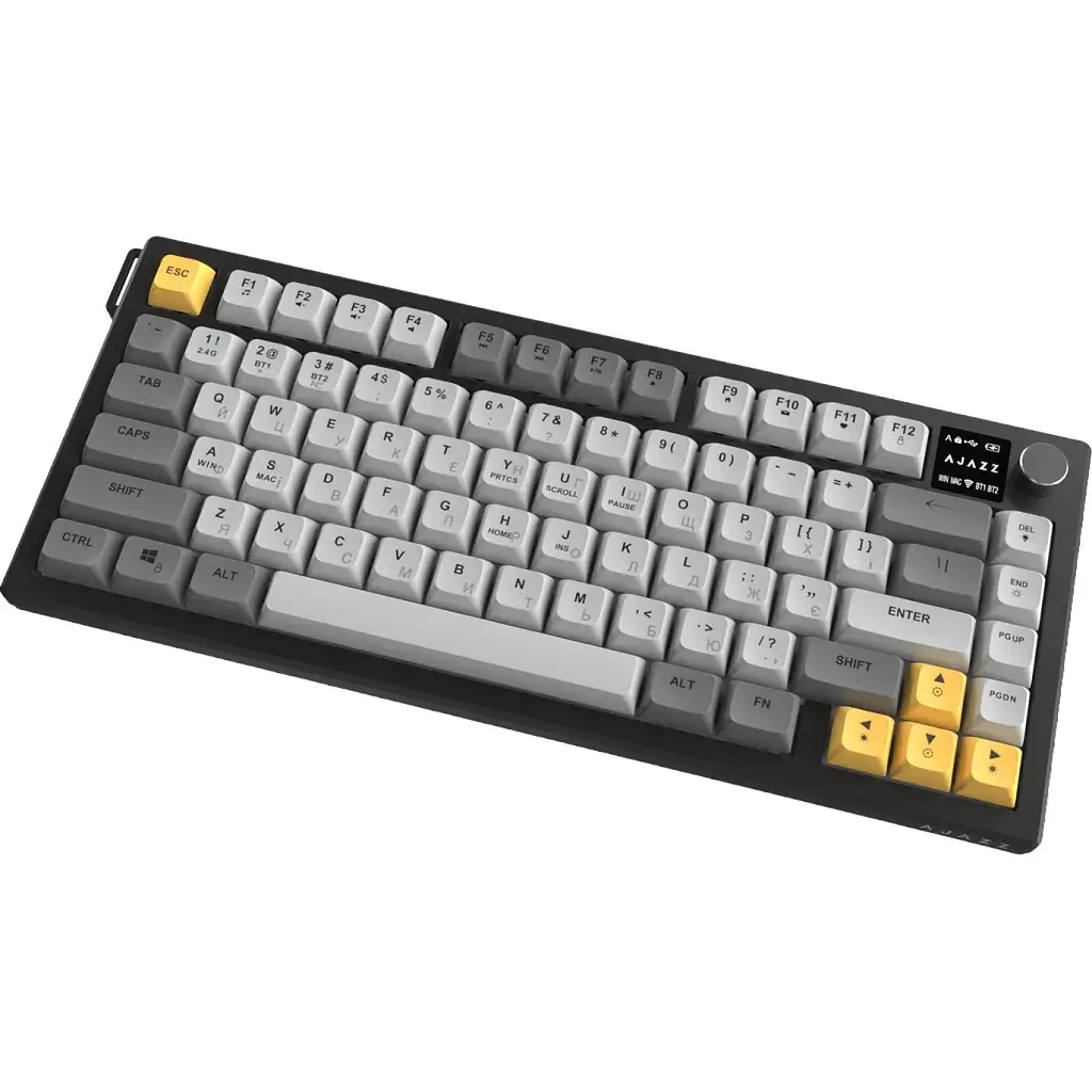 Клавіатура Ajazz AF82 Wireless/Bluetooth/USB UA Black/Gray/Yellow (AF82-BGY) - фото 4