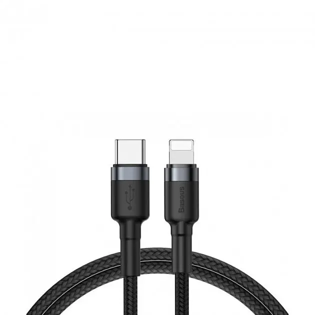 Кабель Baseus Cafule USB-C to Lightning PD 18W 1m (CATLKLF-G1) Black [54145] - фото 2