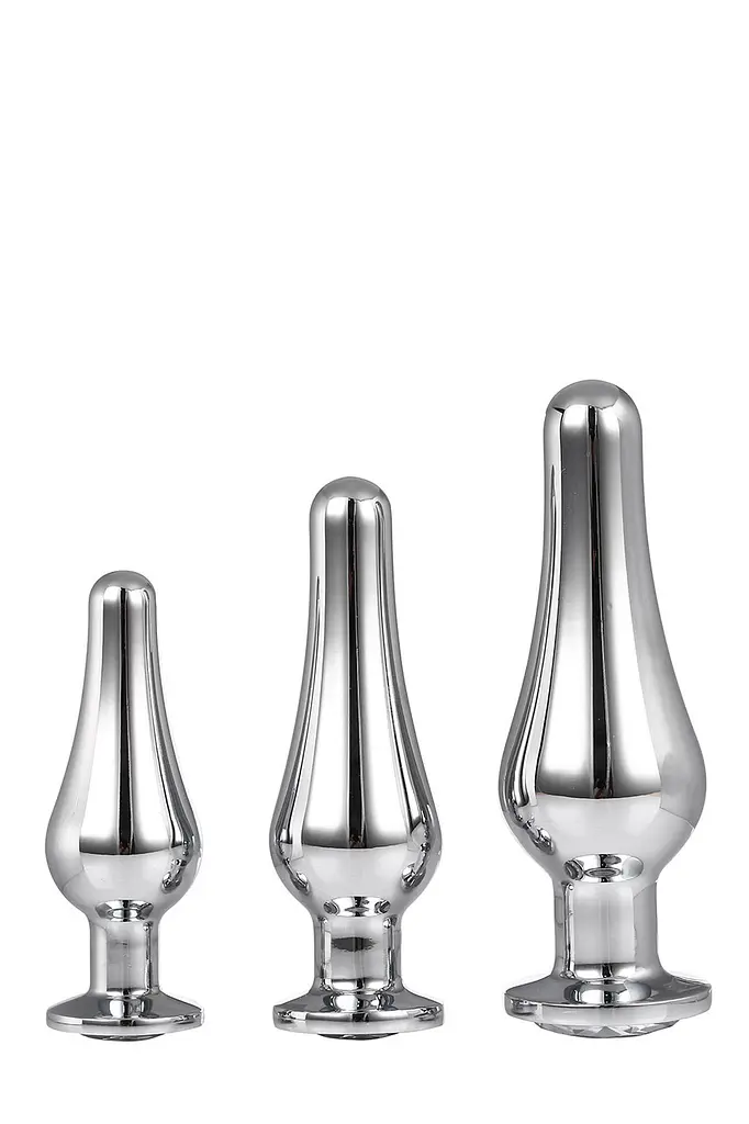 Анальні пробки набір металевих іграшок Dream Toys Gleaming Love Pleasure Set Silver — 3 конічні розміри - фото 2