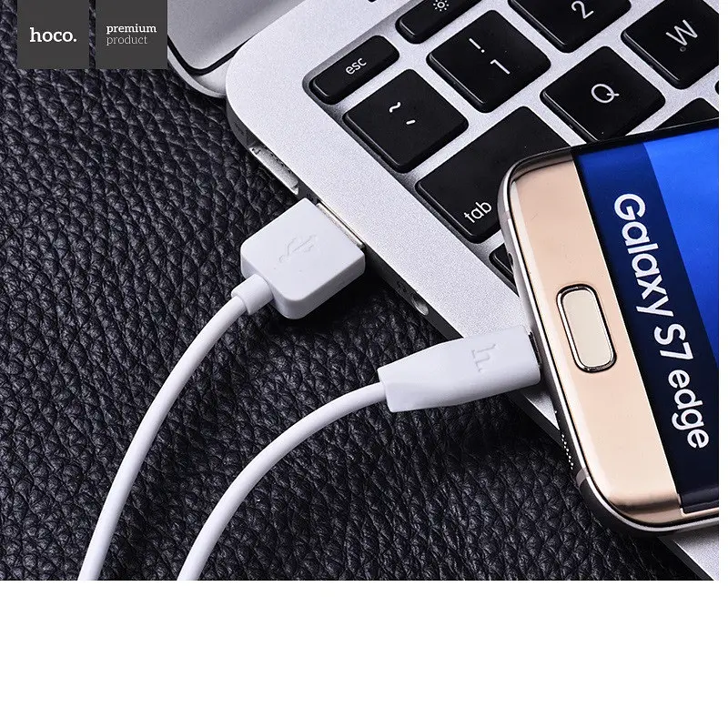 Кабель HOCO X1 USB to Micro 2.4A, 1m, PVC, PVC connectors, Білий - фото 3