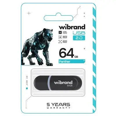 USB флеш накопитель Wibrand 64GB Panther Black USB 2.0 (WI2.0/PA64P2B) - фото 2