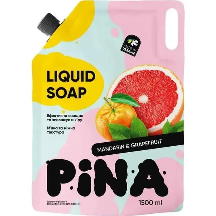 Мило рідке PINA 1,5л дой-пак Mandarin and grapefruit