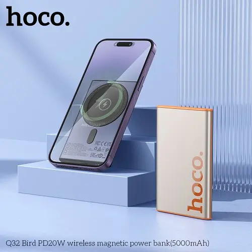 УМБ Hoco Q32 Bird PD20W Wireless Magnetic Power Bank(5000mAh) золотистый - фото 4