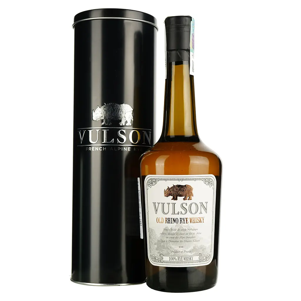 Уцінка. Віскі Vulson Old Rhino Rye Spirit Organic 45% 0.7 л в подарунковій упаковці