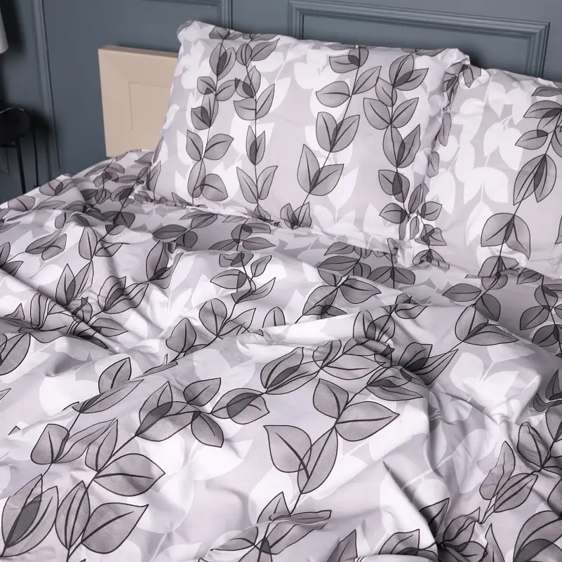 Наволочка MirSon Бязь 17-0695 Silver Foliage 60х60 см бело-серая (2200010452525) - фото 3