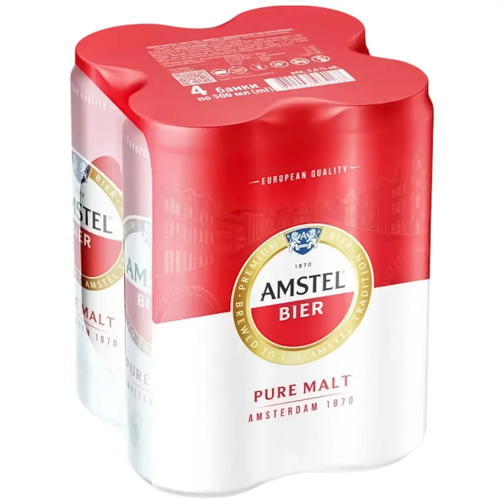 Уцінка. Набір пиво Amstel світле 5% 4 шт. х 0.5 л з/б