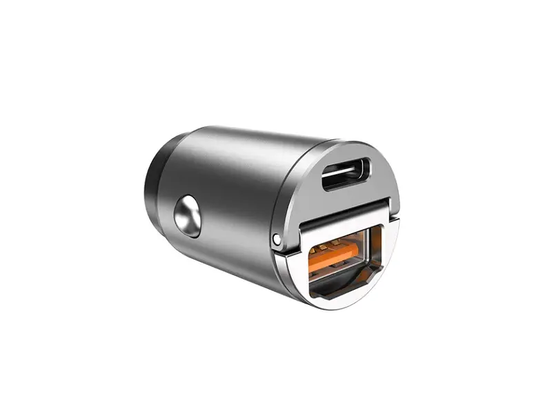 Автомобільний зарядний пристрій Aspor A908 Mini Metal (USB/USB-C/4.8 A/30 W) graphite - фото 2