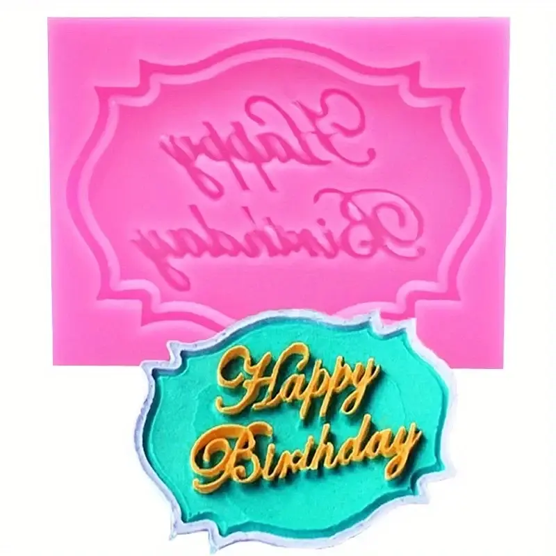 Молд кондитерський Happy Birthday 68 x 55 мм рожевий - фото 6