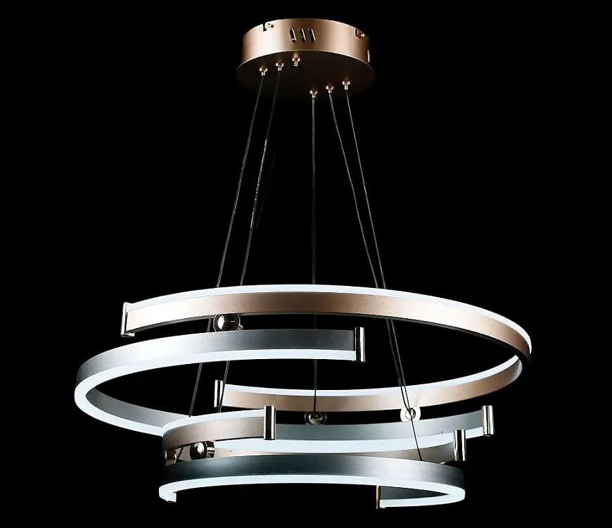Люстра стельова LED Splendid Ray L8503/600+400/2, 180W, сірий/золото, сучасний стиль з пультом та димером - фото 2