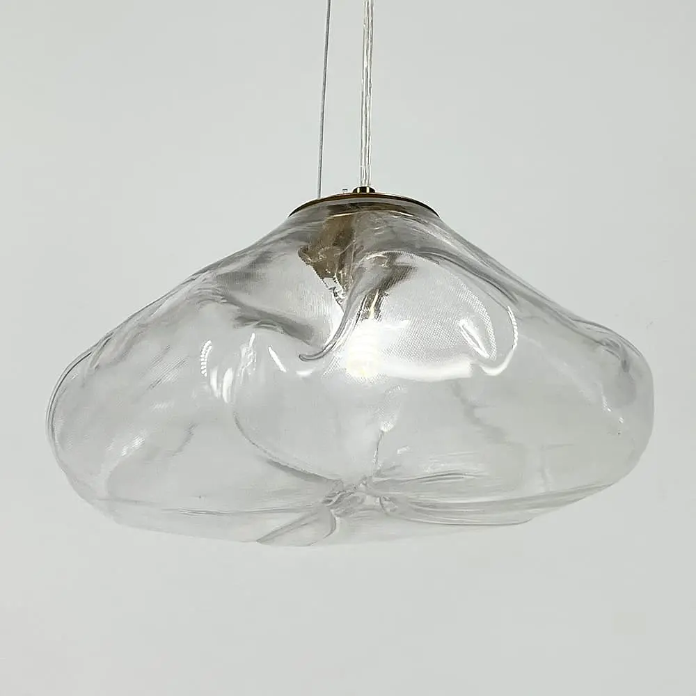 Скляний прозорий підвіс з легкими вигинами у латунному корпусі Ø 30 см | Line F | Арт. MJ82-300 AB+CL - фото 2